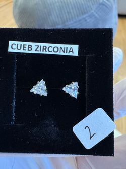 NEW Cubic Zirconia Triangle Earrings – 925 Sterling Silver