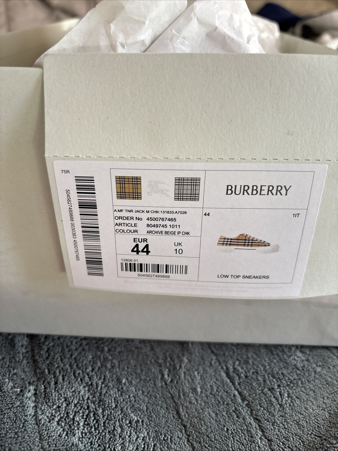 Burberry Low Top Checkered Sneakers