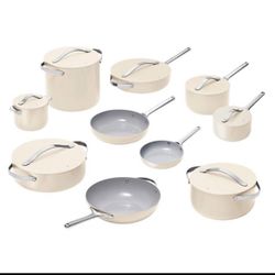 * 14-piece ceramic cookware set * cream gold cookwar