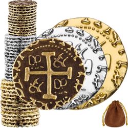 Pirate Coins, 36 Bronze, Silver & Gold Treasure Coin Set
