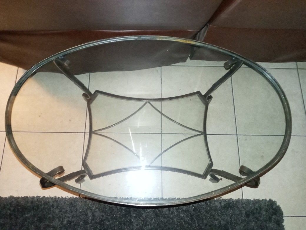 Table Black Metal With Bottom Shelf