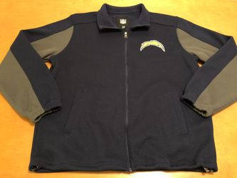 NFL LA CHARGERS KNIT FULL Zip JACKET/SWEATER BLUE GREY SIZE Xl Fleece Inside