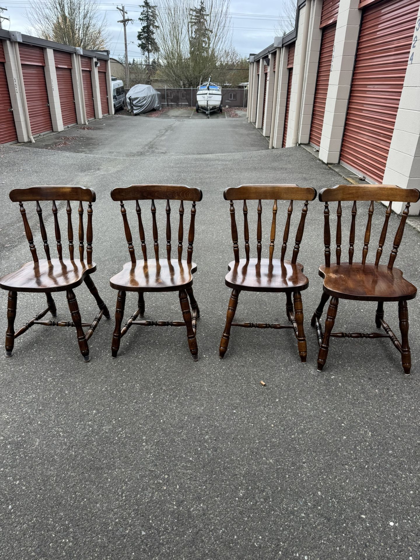 Four wooden chairs