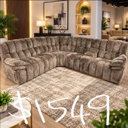 Super plush Dark brown power reclining sectional sofa