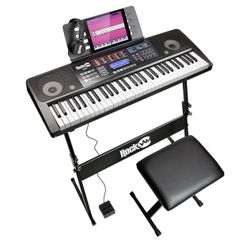 RockJam 61 Key Keyboard Piano With LCD Display Kit, Stand, Stool