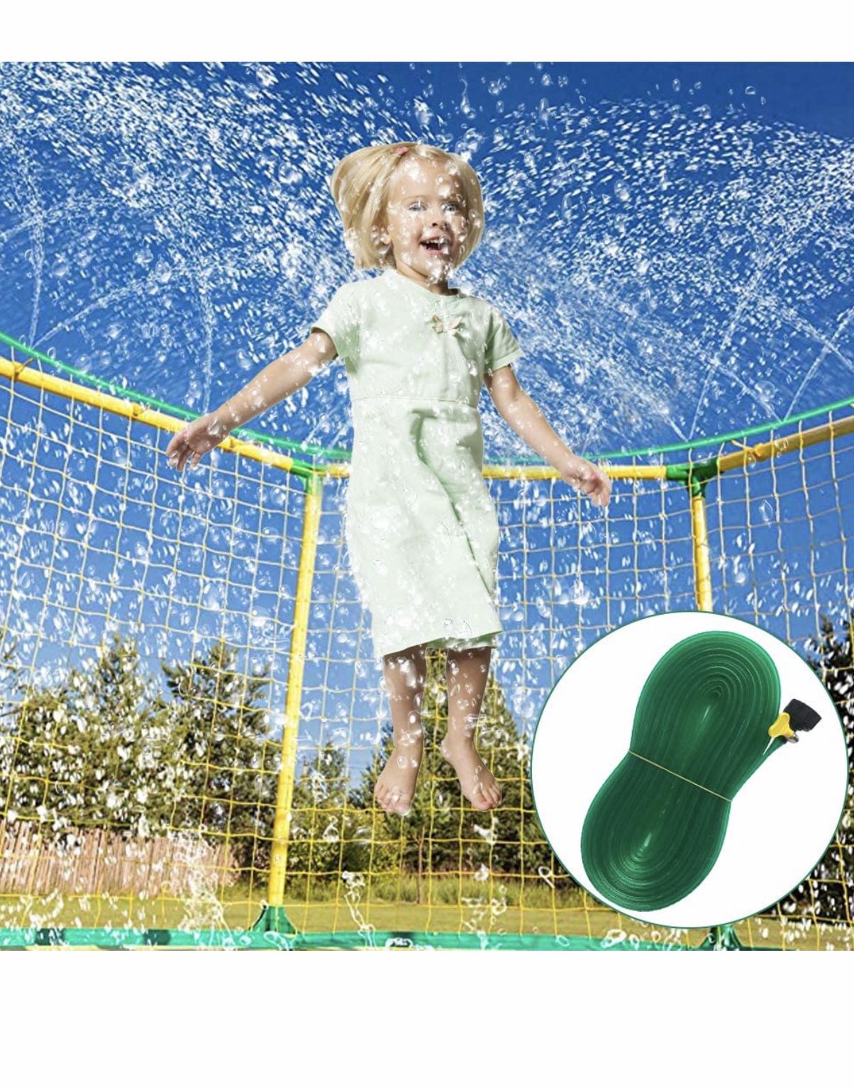 39FT Trampoline Water Sprinkler for Kids and Adults,Summer Outdoor Waterpark Water Party Game Toys for Yards, Adjustable for Any Size of Trampoline