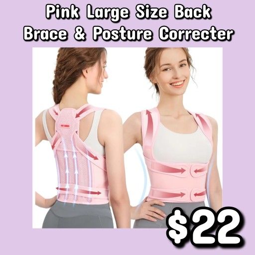 NEW Pink Large Size Back Brace & Posture Correcter: Njft