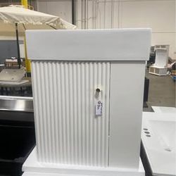 New Assembled 22” Wall Mounted Bathroom Vanity w/ Ceramic Sink and Left Side Storage Floating Vanity