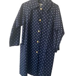 Vintage 60’s Lady Forecaster Portland in the West Blue Polkadot Coat Raincoat  Add a vintage touch to your wardrobe with this blue polka dot trench co