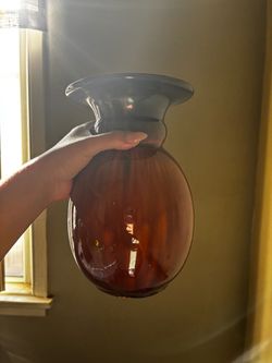 Amber Glass Decorative Vase – Vintage Style