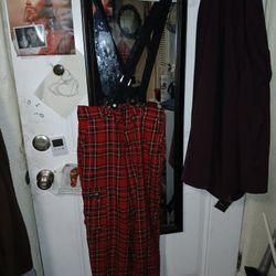 Black Red plaid Cargo Pants