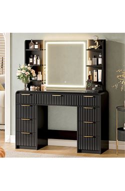 Vanity Desk with LED Mirror