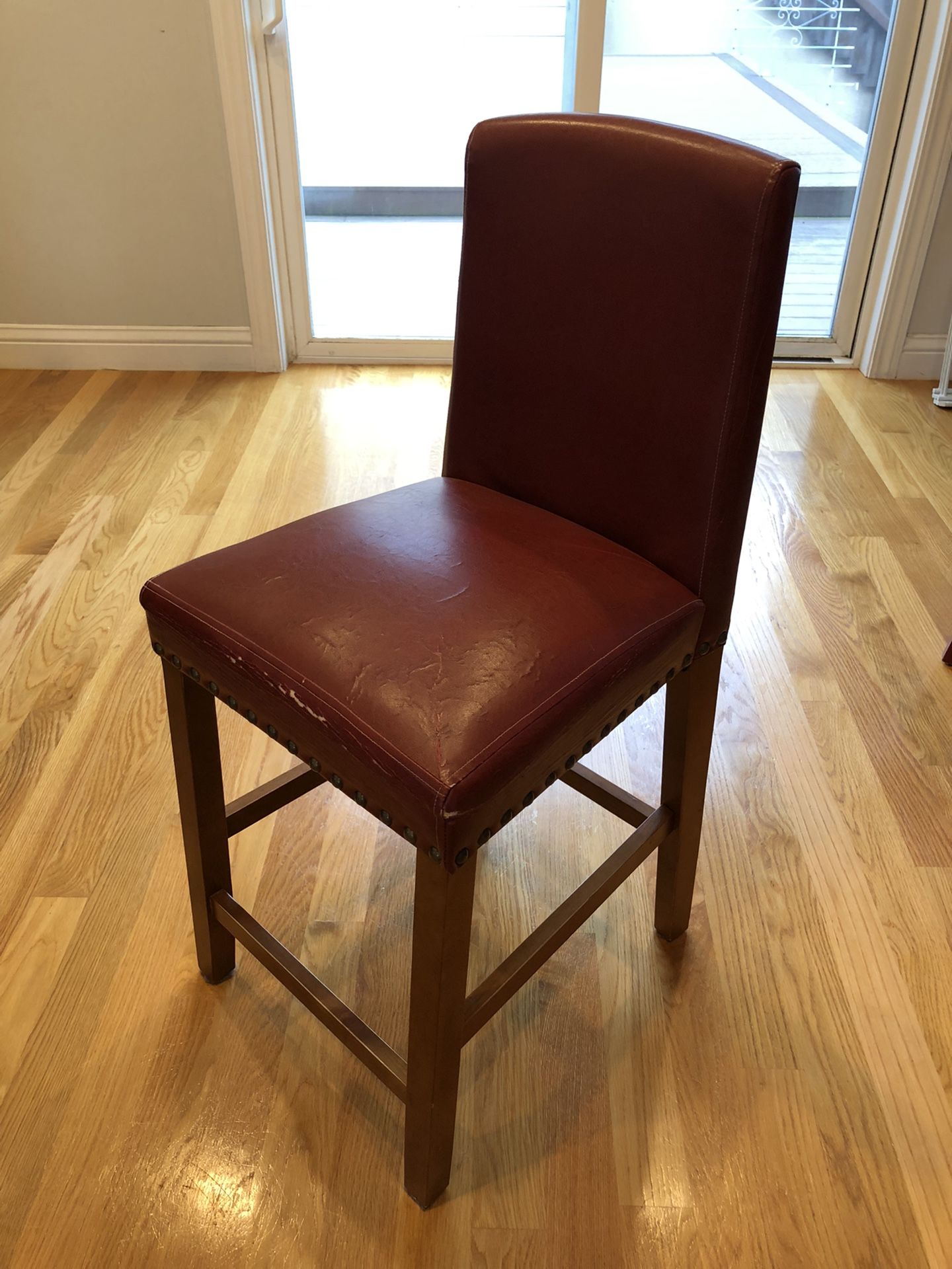Red Faux Leather Counter Height Chair