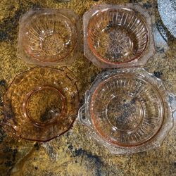 Antique, Pink, Glass Serving Bowls