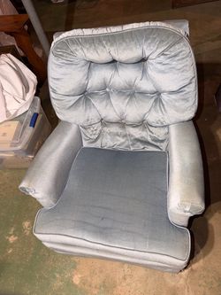 Vintage Light Blue Upholstered Armchair