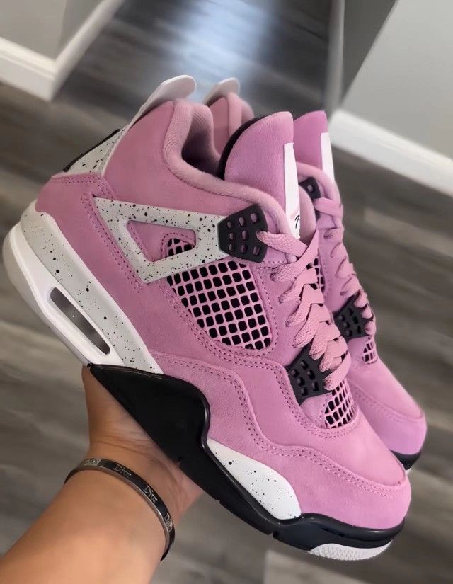 Jordan Air Jordan 4 “Orchid” Wearable Mid-top Retro Basketball Shoes Women's Pink and Black