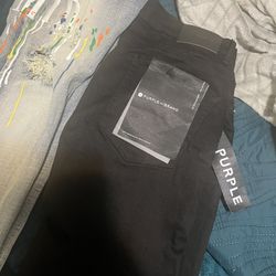 Purple Shorts And Amiri Jeans 