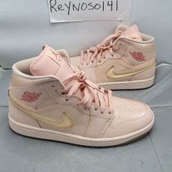 Nike Women's Sz 12 Air Jordan 1 Mid Valentines Day Pink White HF3173-600 Shoes 