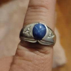 Solid Vintage 14k White Gold Ring With Sapphire 