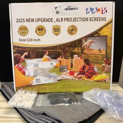 AAJK 120" 4K HD Foldable Projector Screen, 16:9 Portable Anti-Crease Design