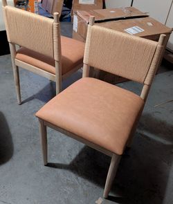 2 Brand New!  Leather & Solid Wooden Dining Chairs