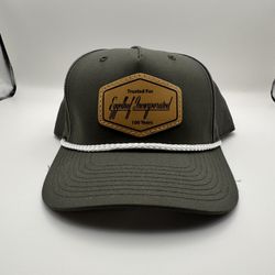  Eaglehof Incorporated 100 Years Snapback Hat Olive Green Leather Patch Rope Cap