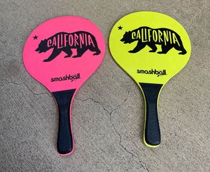 Vintage-Style California Republic Smashball Paddle Set – Neon Pink & Yellow