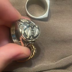 Engagement/promise 4A zircon ring, 13 gram Sterling sliver mens ring, ace of clubs sliver ring