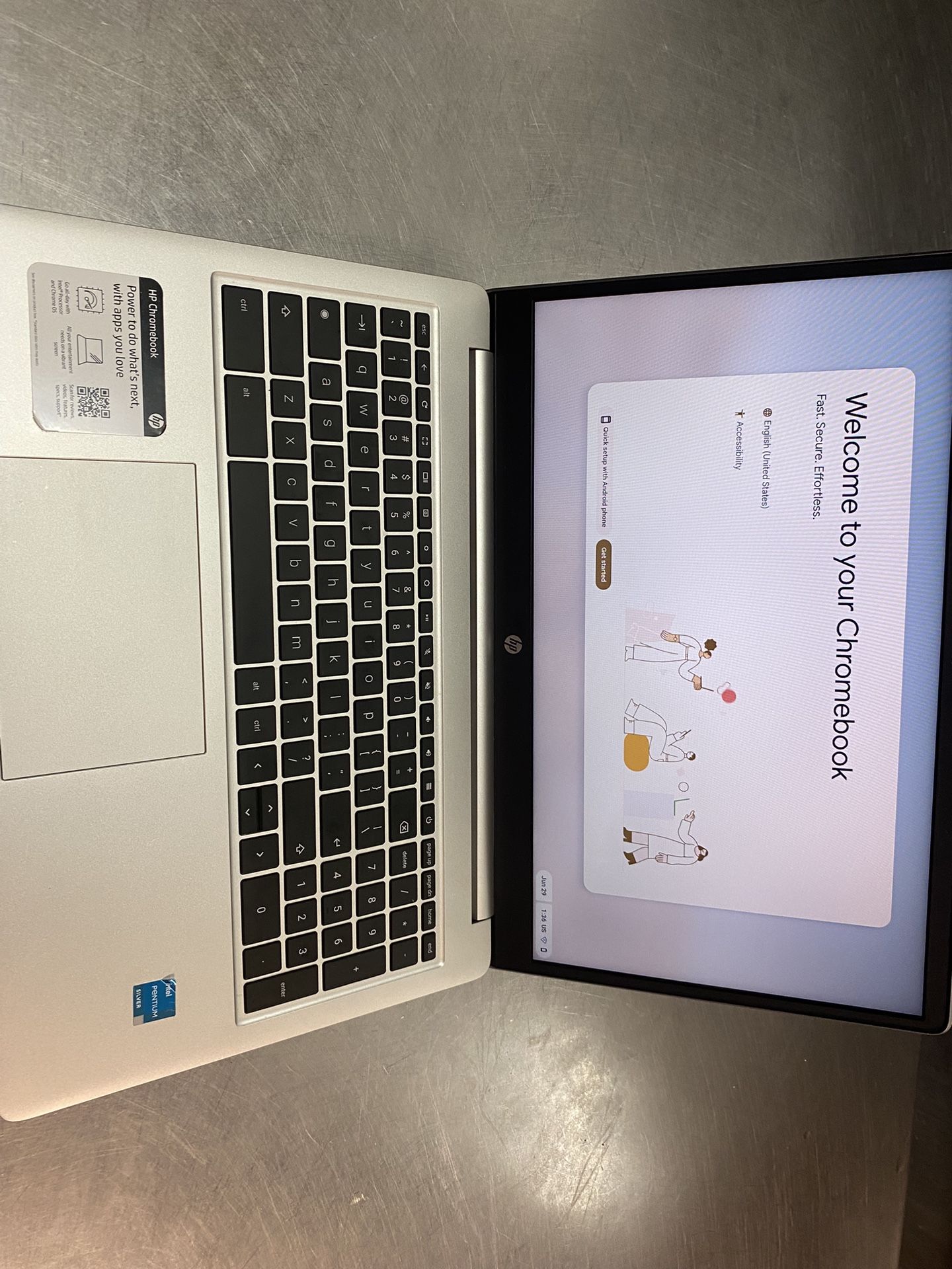 HP 15.6" Chromebook Laptop for College Students,Intel Processor N200,8GB LPDDR5 RAM,128GB Storage(64GB eMMC + 64GB SD Card),Chrome OS,Natural Silver