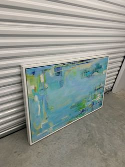 Large Abstract Canvas Painting White Frame