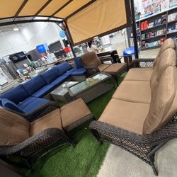 Patio set, outdoor set in coffee & brown 