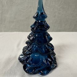 Vintage Fenton Cobalt Blue Glass Christmas Tree-6”