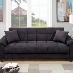 Brand New Grey Futon Sofa Storage Sleeper 