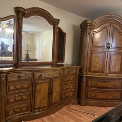Stunning Antique Bedroom Set and King Size Bed Frame