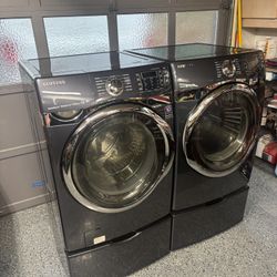 Samsung Washer and Dryer on Pedestals (Dryer Needs Repair)