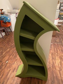 Green Wooden S-Shaped Shelf