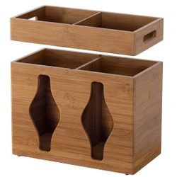 Seville Classics Bamboo Plastic Bag Organizer