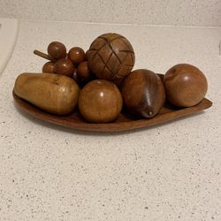 8 Pieces Wooden Fruit & Tray