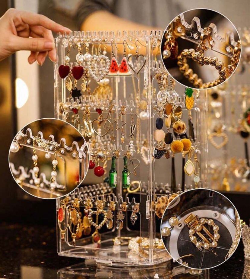 OBO: 1pc 5 Layers Rotatable Black Jewelry Storage Rack For Earrings, Studs And Necklaces Display