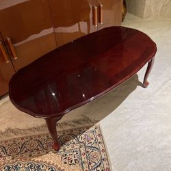 Burgundy Oval Coffee Table