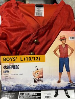 Luffy One Piece Anime Boys Costume 10-12 Halloween Cosplay