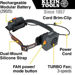Turbo Fan For Hard Hats. (Klein Tools) Rechargeable Cooling Fan