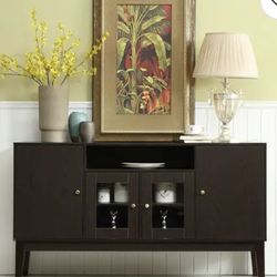 60” Espresso 4-Door TV Stand / Buffet Cabinet (Sealed Box)