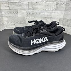 HOKA Men's Bondi 8 Running Shoe in Black /White 3312 Size 10D