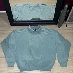 Vintage 1990s Sea Foam Blue Thermal Waffle Weave Long Sleeve   