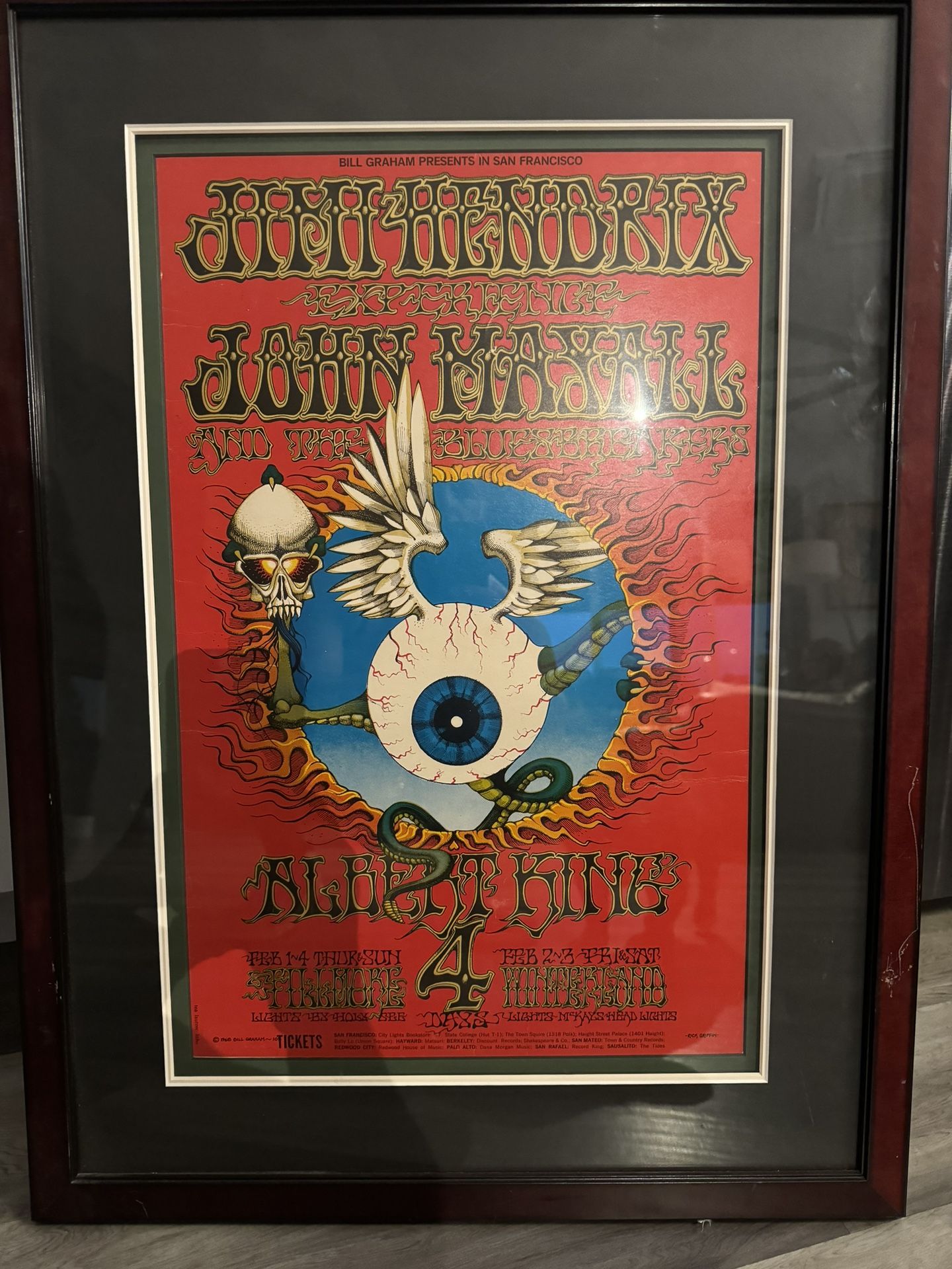 1968 Jimi Hendrix BG 105 2 Flying Eyeball second print Concert Poster,All Products : American Fashion Style Bags On Sale