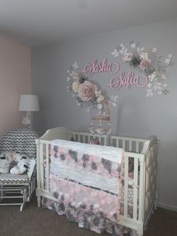 Pottery Barn Blythe Crib White with toddler gate upgrade