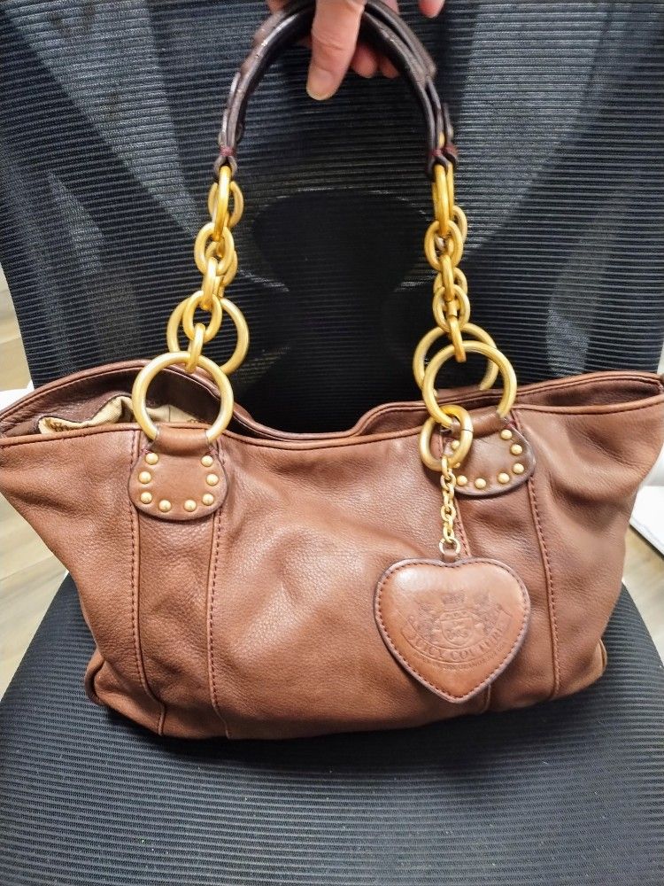 Brown Juicy Couture Boho Shoulder Bag With Gold Hardware (Genuine Leather)