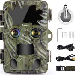 4K 20MP Wildlife Camera Motion Activated Waterproof,Starlight Night Vision, Dual-Lens