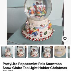PartyLite Peppermint Pals Tealight Globe P8652 New in Box Christmas Snow Globe